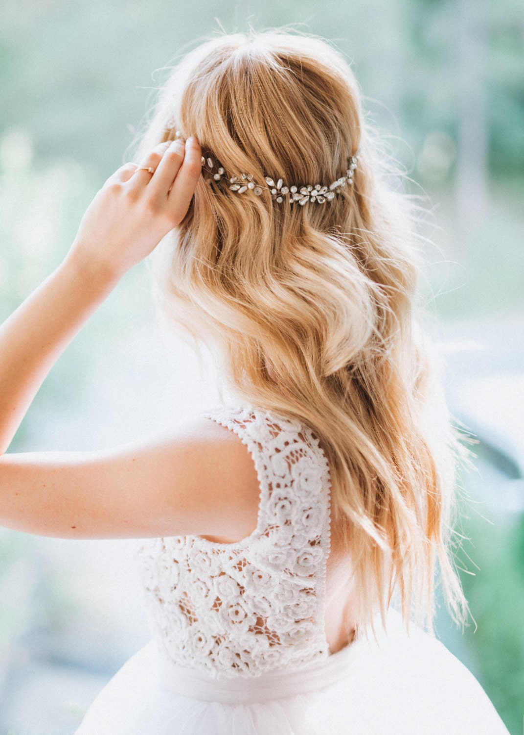 bridal headpiece back of head