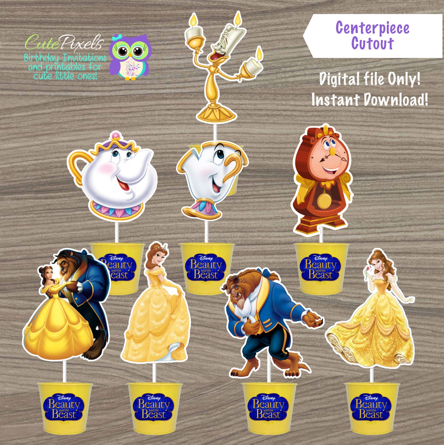 Beauty and Beast Centerpiece Beauty and Beast Cake Topper