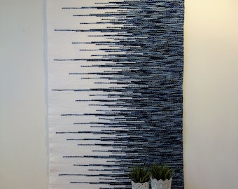Large Woven wall hanging, Wall tapestry, Fiber tapestry, Art Deco, Boho wall tapestry, Macrame wall hanging, Woven wall decor, Blue woven,