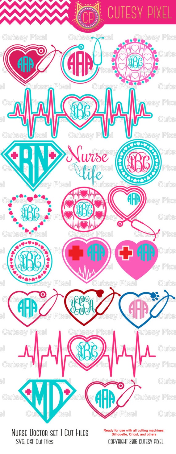Download Nurse monogram Svg cutting file nurse Desings SVG by CutesyPixel