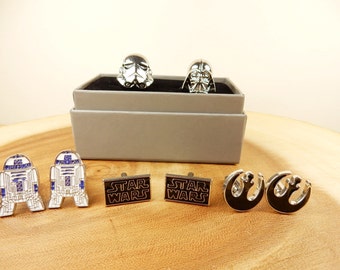 Star Wars Cufflinks, Star Wars Logo, R2 D2 Cufflinks, Galactic Rebel Alliance, Shirt Cuffs, Wedding Cufflinks, Gift for Him, Sci-Fi Present