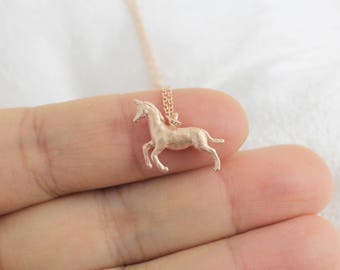 Dainty Necklace,Rose Gold Unicorn Necklace, Bridesmaid Gift, Birthday Gift, Unicorn Necklace, Horse Necklace,5084