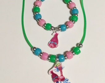 3 Pack Trolls Party Favor Set, Trolls Party Favor Bracelet, Trolls Party Favor Necklace, Trolls Birthday Party Favors