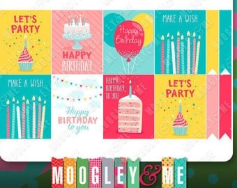 Birthday Planner Sticker Sheet for your Horizontal or Vertical Erin Condren Life Planner, Happy Planner, or any monthly planner!