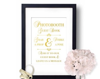 Photo booth sign, Wedding photobooth, Gold Wedding decor, Guest Book Sign, wedding signs photo booth, wedding ideas, guest book ideas