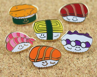 Sushi Enamel Pin Gift, Cute Enamel Pin Set, Feminist Enamel Pin, Sushi Lapel Pin Set, Japanese Enamel Pin Idea, Japanese Lapel Pin,Sushi Pin