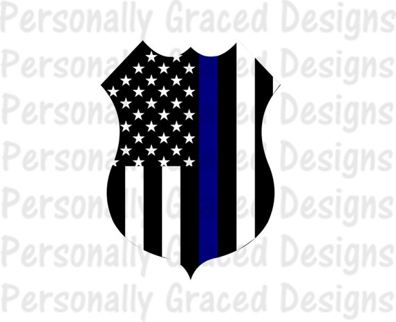 SVG DXF EPS Cut file Police Shield Badge Flag Thin Blue Line