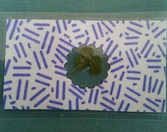 Real four leaf clover wallet card or bookmark