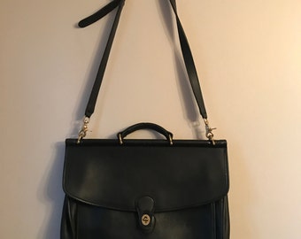 Vintage Briefcase- Vintage Black Leather Coach Briefcase