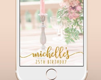 Birthday Snapchat Geofilter, Birthday Snapchat Filter, Custom Birthday Party Snapchat Filter, Custom Gold Silver Birthday Snapchat Filter