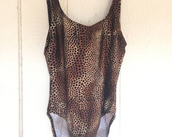 Summer Sale! 40% off! VINTAGE 80's Cheeta Print Swimsuit // Retro