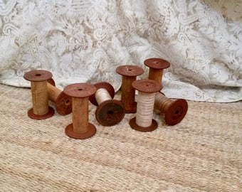 Wooden Spools, Bracelet Holders, Wooden Bobbins, Vintage Cotton Reels, Vintage Thread Spools, Old Wooden Spindles