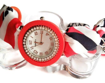 Color band watch woman- Silicone watch - Rubber watch - Red face watch- Bracelet watch- Teenage girl gift- Color watch- Custom Jewelry Watch