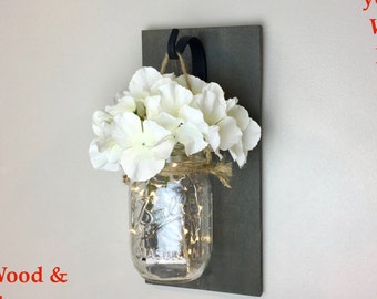 Mason Jar Wall Decor, Decorative Wall Hanging, Mason Jar Sconce, Wall Sconce, Rustic Home Decor, Country Decor, Mason Jar Decor, Ball Jar