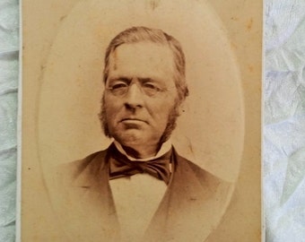 Antique CDV Carte de Visite photograph stately elder gentleman, mutton chops, Livernois Quebec