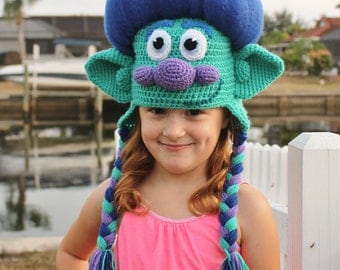Trolls Happy Branch Crochet Hat PDF Pattern, Crochet Hat Pattern, Trolls Movie Happy Branch Hat, Trolls Toddler Boy Crochet hat,