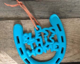 Bless This Home Horseshoe - Our First Home Gift - Housewarming Ornament - Housewarming Gift - New Homeowner Gift - First Home Ornament