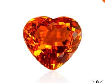 Madeira Citrine stone 7.51ct. Natural rare AAA Citrine loose gemstone Hot Orange Madeira Citrine Heart Cut for Pendant Ring see VIDEO
