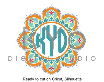 Mandala SVG cut files, Circle Monogram frame, Mandala Monogram svg, cuttable svg files for Cricut and Silhouette Cameo #svg