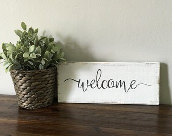 Welcome Sign, Wooden welcome sign, rustic wall decor, gallery wall decor, wood signs