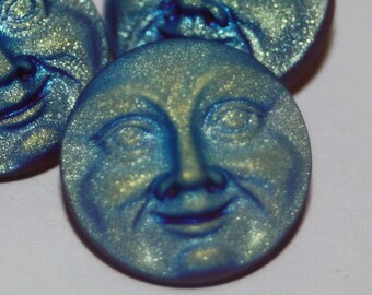 Czech Glass Button, Man on the Moon, Small, 18 mm
