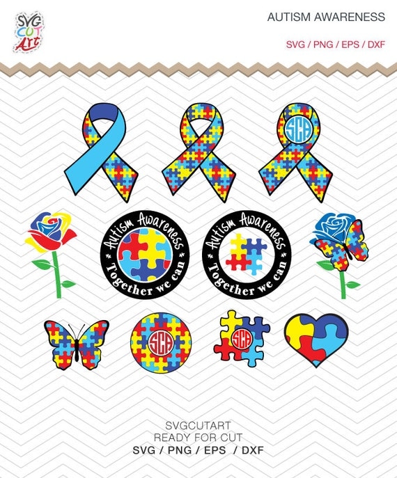 Download Autism Awareness Monograms SVG DXF EPS png Hope cut Cricut