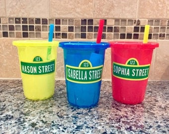 Sesame Street Birthday Party Favors Personalized Cups - Set of 3