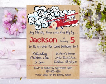 Airplane birthday invitation airplane birthday party transportation invitation flying birthday party pilot invitation birthday invite