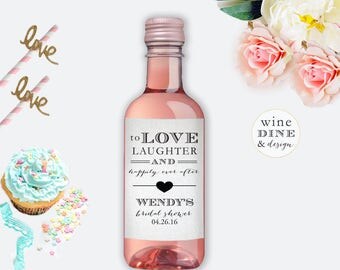 Mini Wine Bottle Labels Bridal Shower Favor