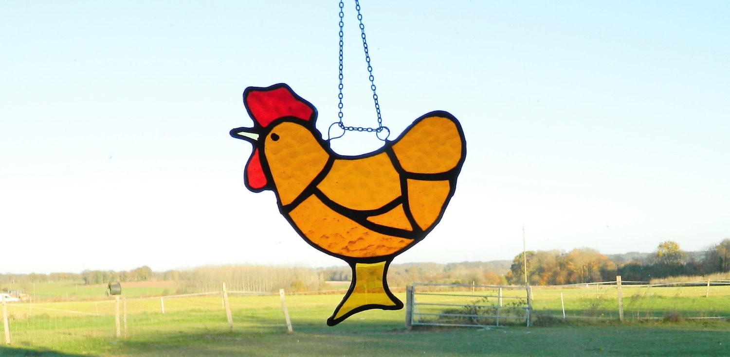 Chicken Stained Glass Decor Window Suncatcher T For 7488