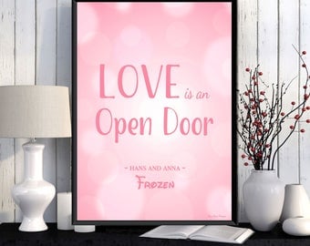 Disney poster, Disney print, Disney quote, Frozen movie, Girl room wall decor, Disney princess, Children poster, Kids decor, Nursery print