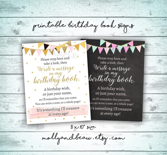 Sign My Birthday Book Birthday Guest Book Sign Girl's
