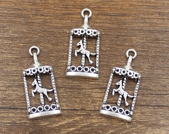20pcs Carousel Charm Antique Silver Tone 14x32mm - SH277
