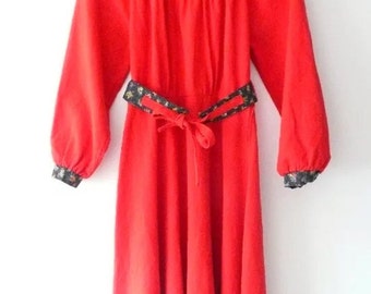Vintage 70's Red Dress Size 12