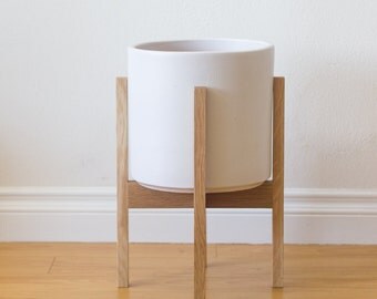 Medium Danish Modern Planter, Plant Stand - White Oak