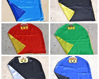 Ninjago Cape and Mask - Lego Superhero Costume. Great for Child Kids Boy Toddler Birthday Party Outfit. Personalized Name Available