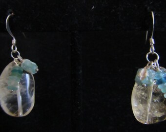 Ancient Roman Glass Beads (2000 years old) with chunky citrine earrings-Sterling Silver