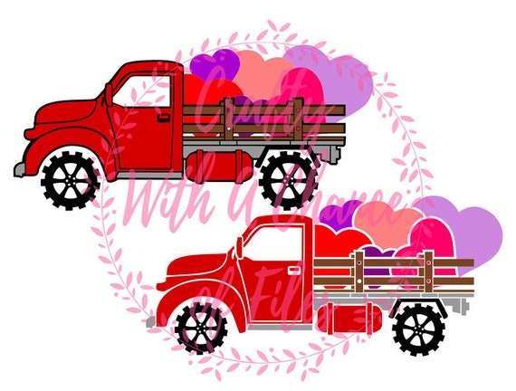 Download Valentine Vintage Truck SVG Valentine's Day SVG Hearts SVG
