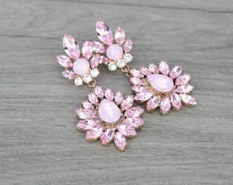 Blush Chandelier Earrings Bridal Rose Gold Earrings Bridal