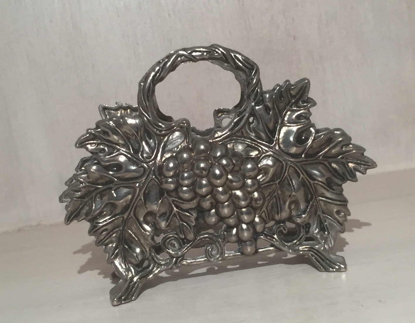 Godinger Silver Plate Grape Vine Pattern Napkin Holder