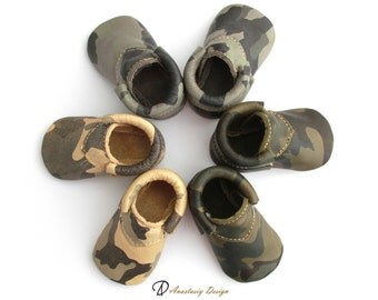 Camo Baby Moccasins Leather Loafer Baby Moccasins, Genuine Leather Baby Moccs, Toddler Moccasins, Camo Baby Shoes, Camouflage Boy Shoes