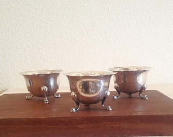 Silver Salt Cellars, Vintage Silver Salt Cellars, Salt Cellars, Oddities, Unique Vintage,1960s Formal Table,Mid Century Home,Vintage Silver