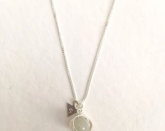 Personalized moonstone necklace, sterling silver moonstone necklace, customised jewellery, personalized jewellery, moonstone jewellery