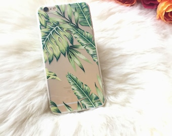 Tropical iPhone 7 Case MILA, Topical Leaf iPhone 6s Case Banana Leaves, iPhone 6 Silicone Case Summer Banana Leaf Case Palm Leaf iPhone Case