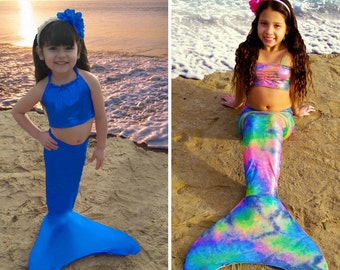 Girls mermaid tail with monofin /swimmable / swimwear / swimming costume / colors /