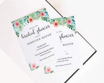 Floral Bridal Shower Invitation Instant Download Bridal Shower Invites Editable Invitation Card Bridal Shower Printable Flower Invitation
