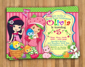 Strawberry Shortcake Invitation, Strawberry Shortcake Birthday Invitation, Strawberry Shortcake Birthday Party, Strawberry Shortcake Card