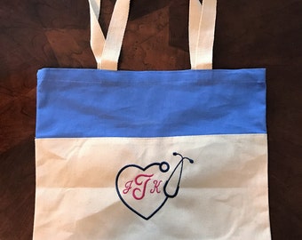 Nurse Tote Bag - Personalized Nurse Gift - Monogrammed Nurses Bag - Personalized Nurses Tote - Canvas Tote Bag - Doctors Tote Bag