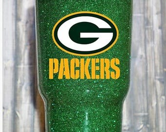 Green Bay Packers Custom Glitter Dipped Yeti RTIC Tumbler, Packers yeti, green bay packers yeti, packers tumbler, packers rtic, 20 30 40 oz