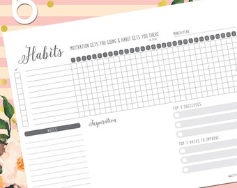 Healthy Habits Tracker, Habit Tracker Printable, Fitness Planner, Monthly Habit Tracker, Daily Habit Tracker, Weekly Habit Tracker, Goals